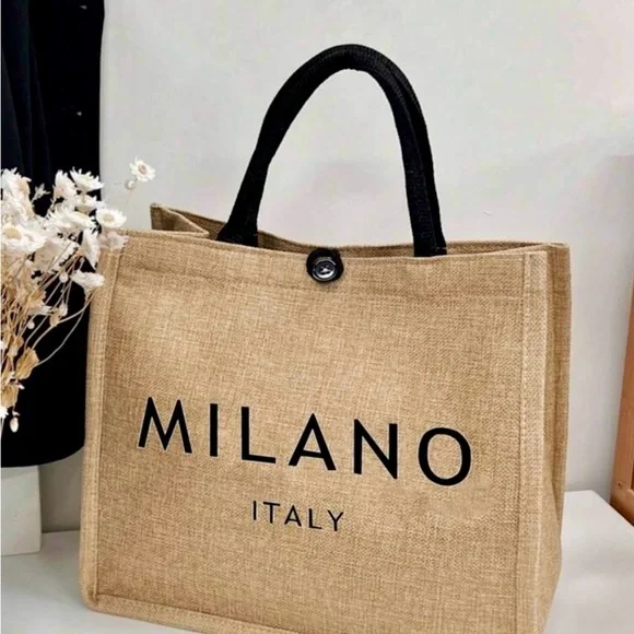 Milano Italy Beige Shopper Tote Bag NEW in Original Packaging - Picture 2 of 6